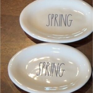 Rae Dunn White Dinnerware Plates with Spring Design (set of 2)